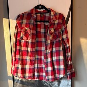 Eddie Bauer Red and White Plaid Shirt